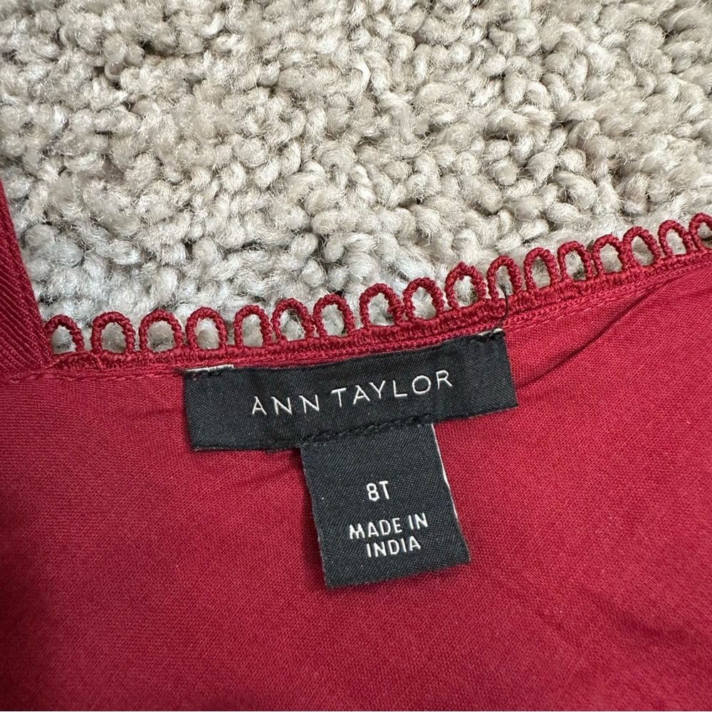Ann Taylor Red A Line Fit And Flare Halter Midi Dress Size 8T - Picture 3 of 7